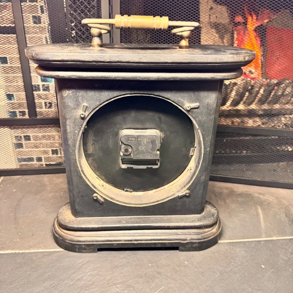 VTG Market Bazaar Wood Clock Roman Numerals Black Mantel Desk‎ Table